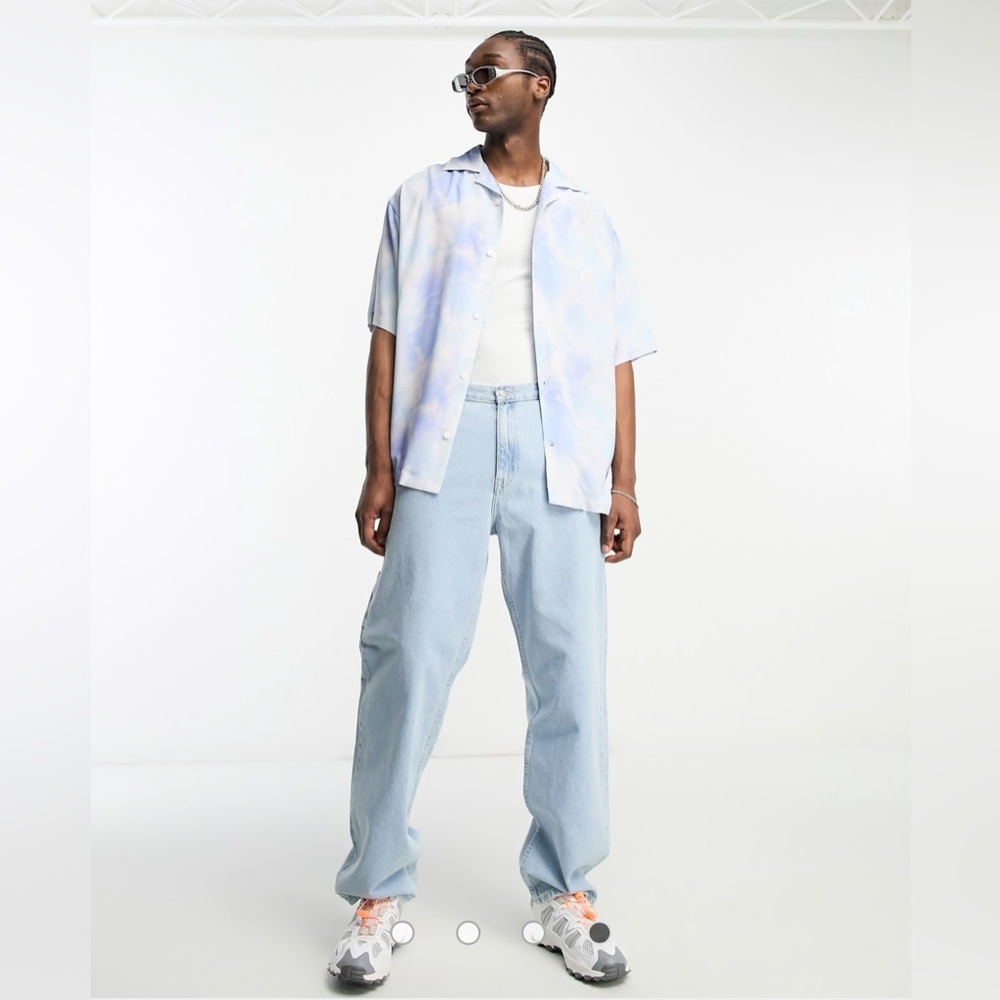 Brand new with tag. Weekday oversized tie dye printed shirt in blue and pink.